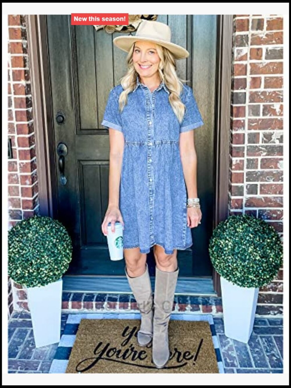 Denim Babydoll Dress Women Short Sleeve Flowy Tiered Jean Dress Casual - Picture 5 of 7